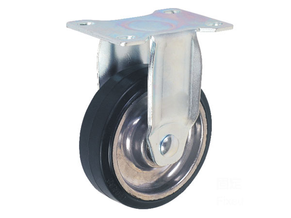 4mm Top Plate Medium Duty Caster With Aluminum Rim Rubber Wheel-Fixed