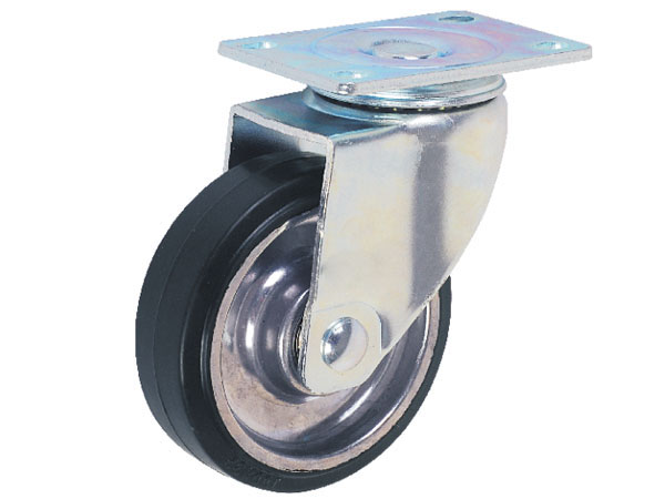 4mm Top Plate Medium Duty Caster With Aluminum Rim Rubber Wheel-Fixed