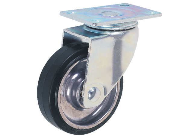 B5中型（橡胶系列）4公厘铝芯防静电天然橡胶轮-平底活动