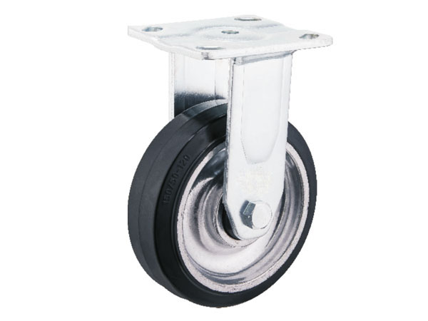 6mm Yoke Heavy Duty Caster With High Temperature Aluminum Rim Rubber Wheel-Fixed