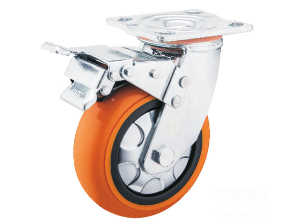 6mm Yoke Heavy Duty Caster With Plastic Rim PU wheel(Circular tyre)