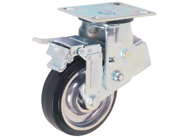 A16重型（防震系列）防震实芯铝芯橡胶轮-平底双刹